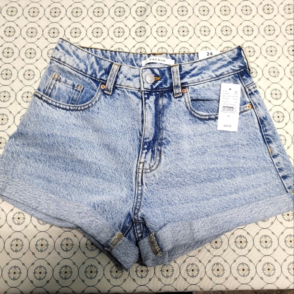 Women's Pacsun Light Blue Jean Mom Shorts Size 24 NEW
